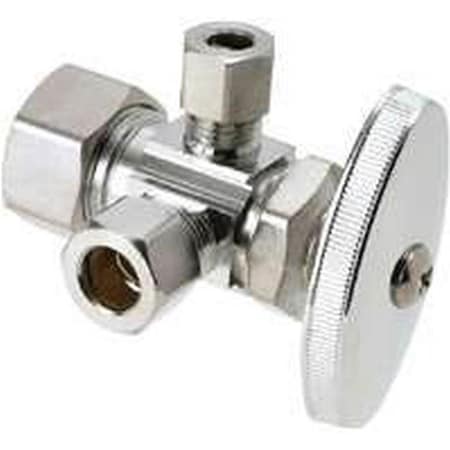 Brass Craft 0114066 Compression 125 PSI Dual Outlet Multi-Turn Right Side Stop Valve; 0.5 X 0.37 X 0.25 In.